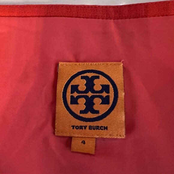 Tory Burch Red/Orange Zip Front Sleeveless Sheath Dress Wool Blend Size 4 - Picture 9 of 11